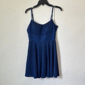 Sparkling Blue Spaghetti Strap Dress
